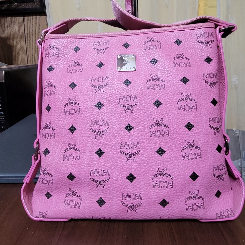 MCM Pink Logo Monogram Crossbody Bag